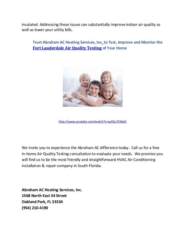 Fort Lauderdale Air Quality Testing Abraham AC Heating Services, Inc.