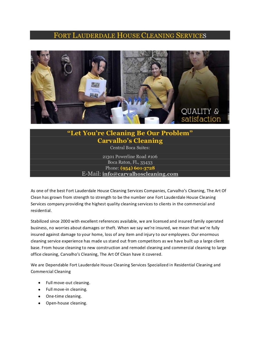 Fort lauderdale house cleaning services