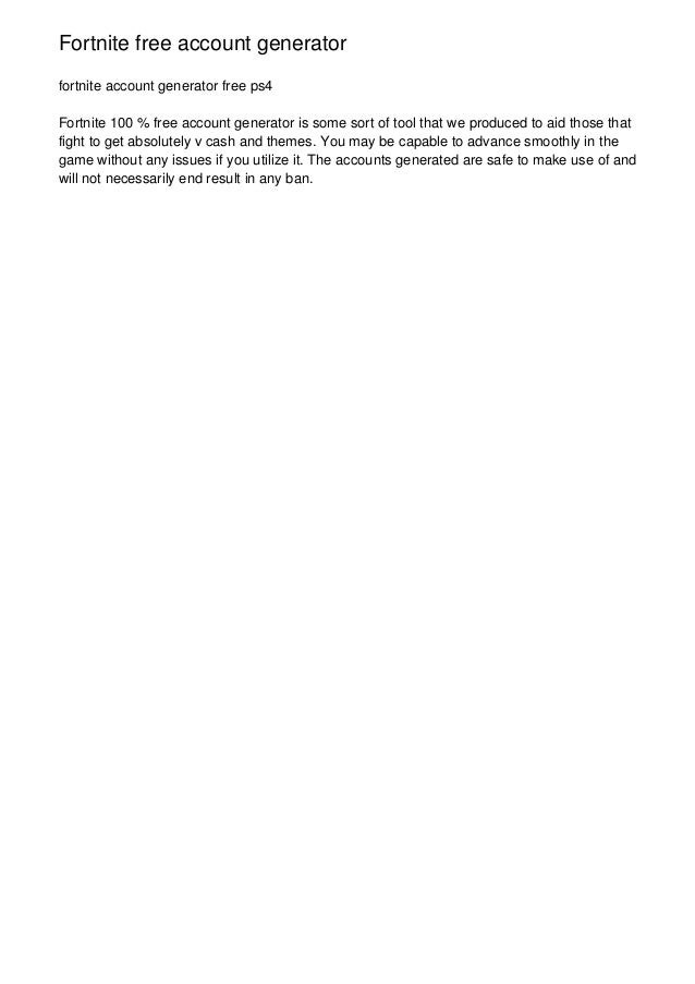 Fortnite Free Account Generator