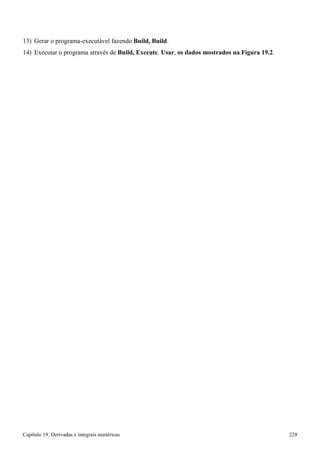 Capítulo 19. Derivadas e integrais numéricas 228 
13) Gerar o programa-executável fazendo Build, Build. 
14) Executar o programa através de Build, Execute. Usar, os dados mostrados na Figura 19.2.  