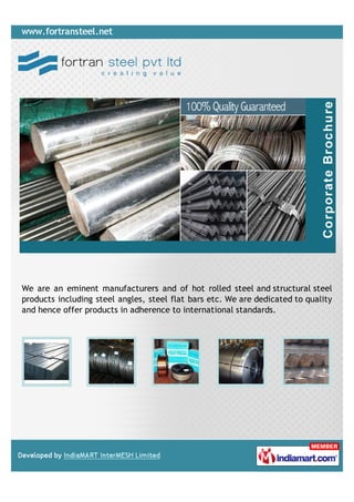 We are an eminent manufacturers and of hot rolled steel and structural steel
products including steel angles, steel flat bars etc. We are dedicated to quality
and hence offer products in adherence to international standards.
 