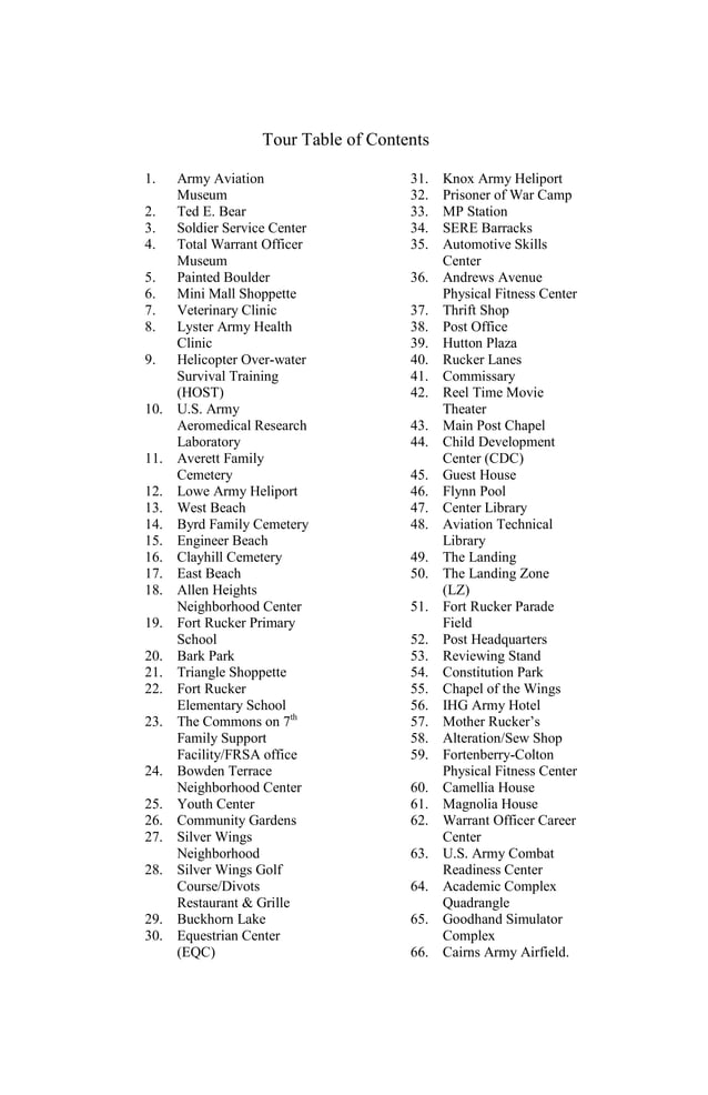 Fort rucker driving tour (2010)