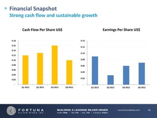 Financial Snapshot
Strong cash flow and sustainable growth

        Cash Flow Per Share US$                                   Earnings Per Share US$ 

 0.18                                            0.14

 0.16
                                                 0.12
 0.14
                                                 0.10
 0.12

 0.10                                            0.08

 0.08                                            0.06
 0.06
                                                 0.04
 0.04
                                                 0.02
 0.02

   ‐                                               ‐
        Q1 2012   Q2 2012   Q3 2012   Q4 2012           Q1 2012     Q2 2012   Q3 2012   Q4 2012




                                                                                                  11
 