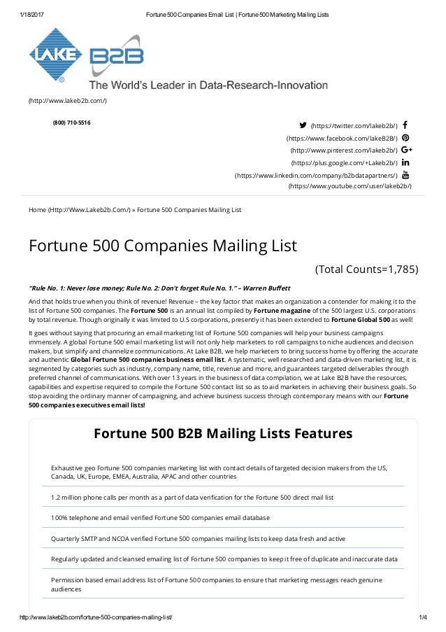 Fortune 500 companies list