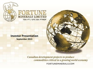 Investor Presentation
September 2013
 
