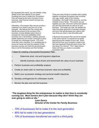 Business Succession & Exit Planning for the Sale of your Business | DOC