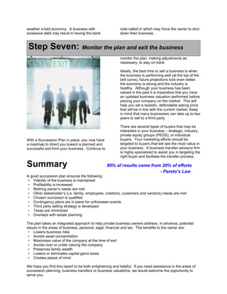 Business Succession & Exit Planning for the Sale of your Business | DOC