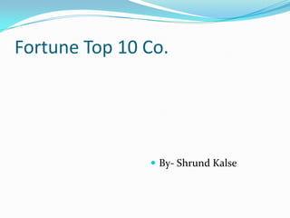 Fortune Top 10 Co.

 By- Shrund Kalse

 