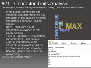#21 - Character Traits Analysis
Use Wordle to increase reading comprehension through Character Trait Identification.

 1. ...