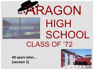 ARAGON
                  HIGH
                  SCHOOL
        CLASS OF „72
40 years later…
(version 2)
 