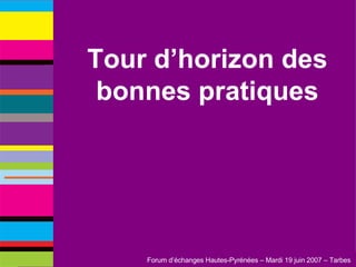 Tour d’horizon des bonnes pratiques 