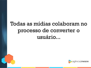 Todas as mídias colaboram no
processo de converter o
usuário...

 
