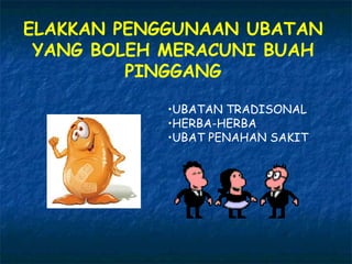 ELAKKAN PENGGUNAAN UBATAN YANG BOLEH MERACUNI BUAH PINGGANG UBATAN TRADISONAL HERBA-HERBA UBAT PENAHAN SAKIT 
