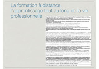 La formation à distance,
l’apprentissage tout au long de la vie
professionnelle
 
