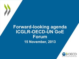 Forward-looking agenda
ICGLR-OECD-UN GoE
Forum
15 November, 2013

 