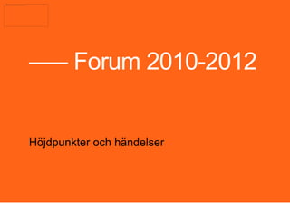 ––– Forum 2010-2012


Höjdpunkter och händelser
 