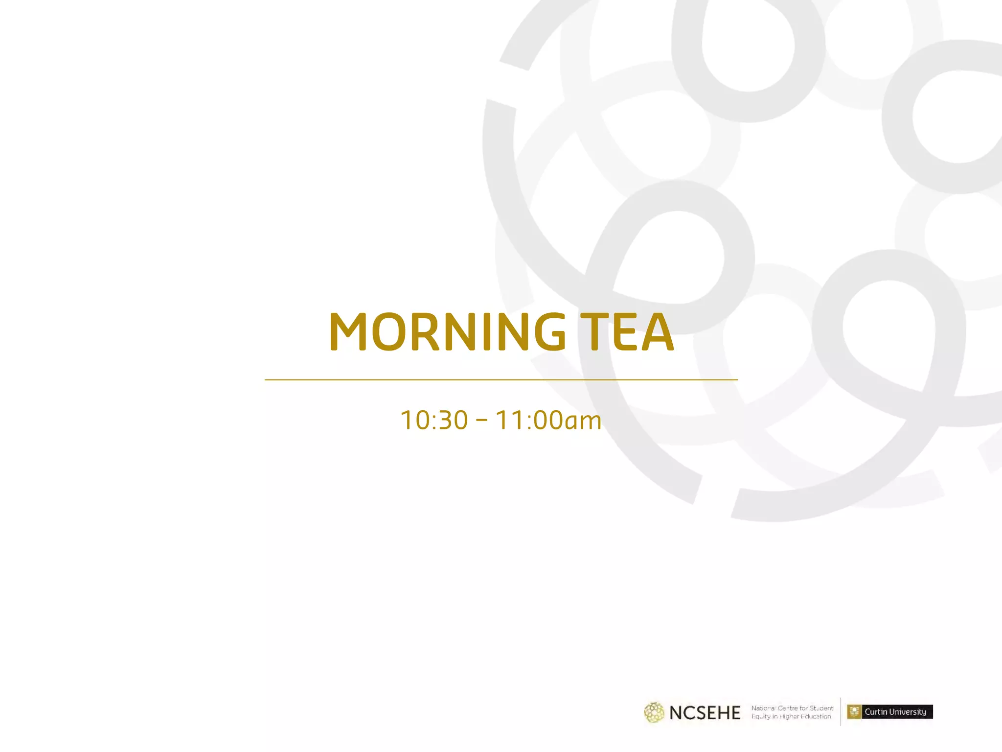 MORNING TEA
10:30 – 11:00am
 