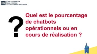 Quel est le pourcentage
de chatbots
opérationnels ou en
cours de réalisation ?
 