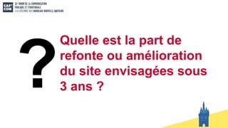 Quelle est la part de
refonte ou amélioration
du site envisagées sous
3 ans ?
 