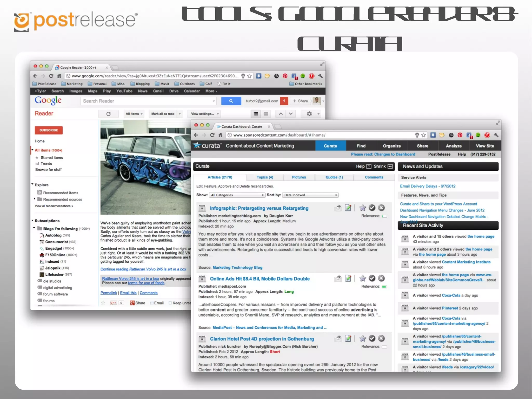 Tools: Google Reader & Curata
 