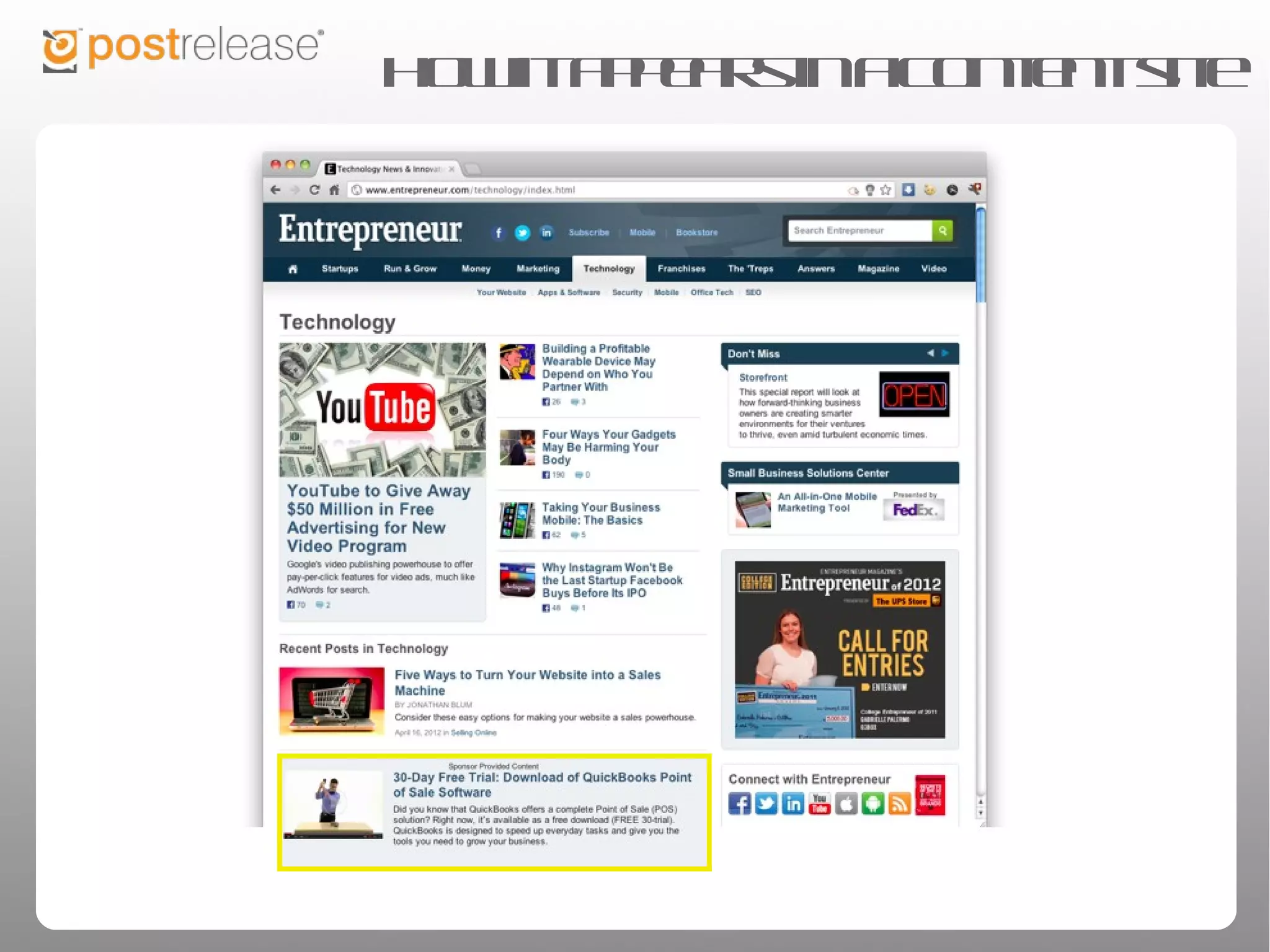 How it appears in a content site
 