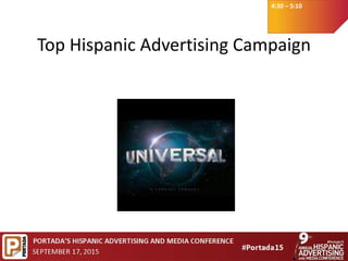4:30 – 5:10
Top Hispanic Advertising Campaign
 