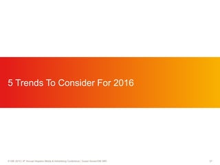 37© GfK 2015 | 9th Annual Hispanic Media & Advertising Conference | Susan Nunez/GfK MRI
5 Trends To Consider For 2016
 