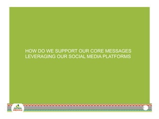 HOW DO WE SUPPORT OUR CORE MESSAGES
LEVERAGING OUR SOCIAL MEDIA PLATFORMS
2
 