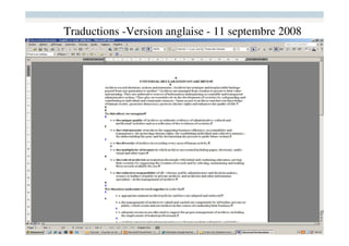 Traductions -Version anglaise - 11 septembre 2008
 