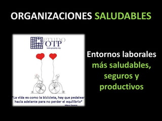 ORGANIZACIONES SALUDABLES
Entornos laborales
más saludables,
seguros y
productivos
 