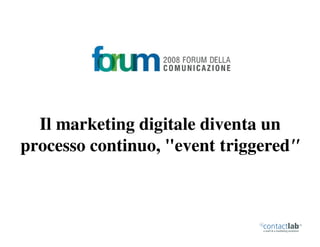 Il marketing digitale diventa un
processo continuo, quot;event triggeredquot;
 