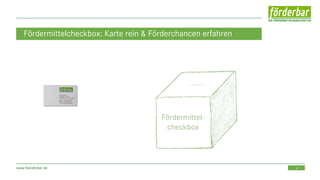 4www.foerderbar.de
Fördermittelcheckbox: Karte rein & Förderchancen erfahren
 