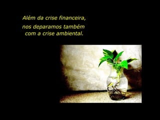 Além da crise financeira,
nos deparamos também
com a crise ambiental.
 