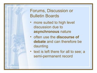 Using Online Forums in Educational Settings | PPT