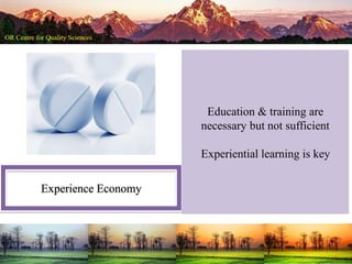 Experience Economy
Education & training are
necessary but not sufficient
Experiential learning is key
 