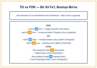 Mastering the Use of 'For' vs 'To' in English Grammar: Clear Rules and ...