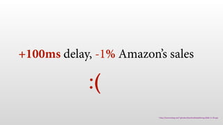 +100ms delay, -1% Amazon’s sales
1	http://home.blarg.net/~glinden/StanfordDataMining.2006-11-29.ppt
:(
 