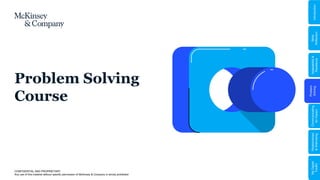 CONFIDENTIAL AND PROPRIETARY
Any use of this material without specific permission of McKinsey & Company is strictly prohibited
Problem Solving
Course
Problem
Solving
Adaptability
&
Resilience
Relationships
&
Well-being
My
Digital
Toolkit
Communicating
for
Impact
Skills
Reflection
Introduction
 