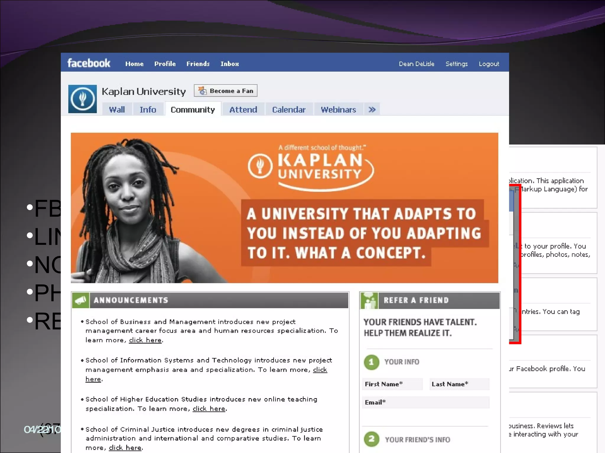 Page Options FBML LINKS NOTES PHOTOS REVIEWS 