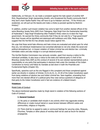 c
2
Additionally, on February 19, we made a complaint against the hate speech of another BJP
MLA, Mayankeshwar Singh repre...