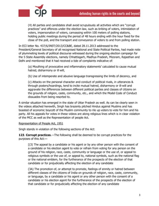 c
3
(4) All parties and candidates shall avoid scrupulously all activities which are “corrupt
practices” and offences unde...