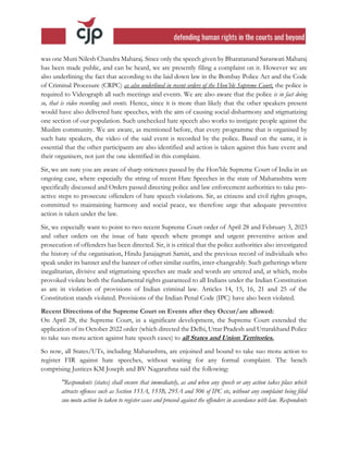 was one Muni Nilesh Chandra Maharaj. Since only the speech given by Bharatanand Saraswati Maharaj
has been made public, an...