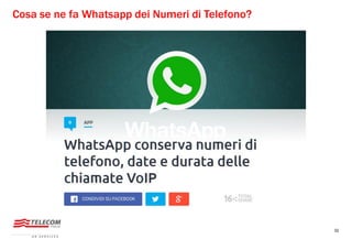 32
Cosa se ne fa Whatsapp dei Numeri di Telefono?
 