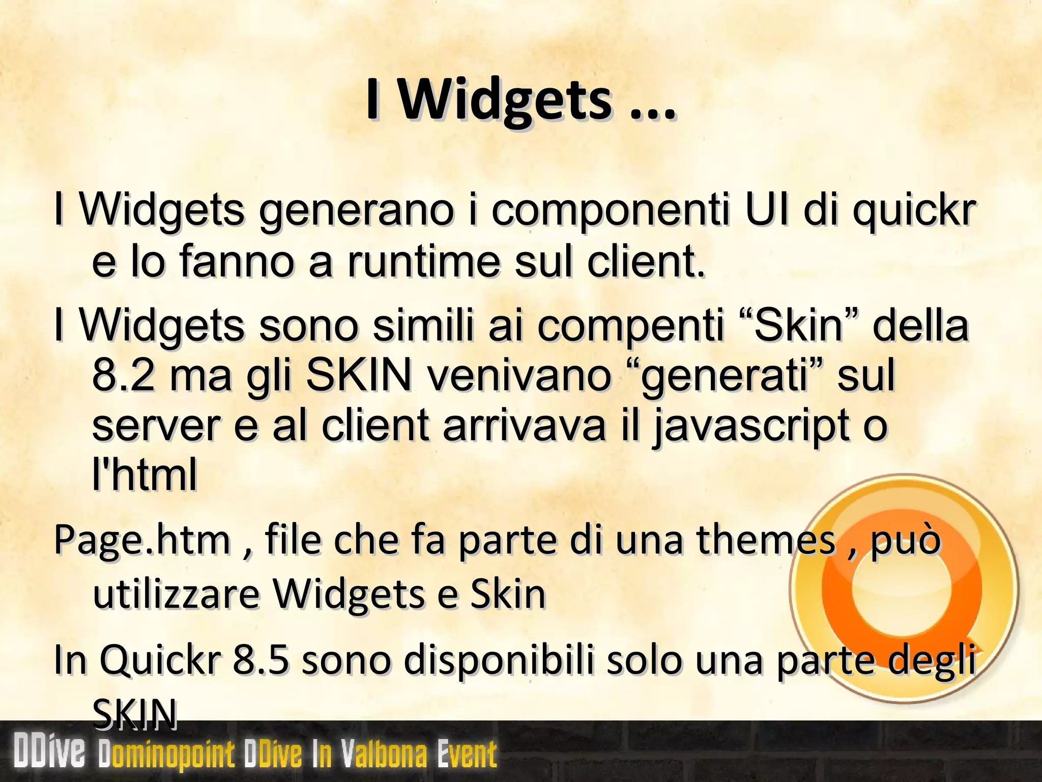 Un po' di cose da sapere Other settings for notes.ini These settings can assist with e-mail generation, setup details, and other items of general usage for the Quickr server: •  $h_MailDomain=mydomain.com Specifies the domain of the server that hosts the place to which Quickr routes replies to e-mail generated from places. Combined with the next setting &quot;h_Undelivmail&quot; defines the name used for Quickr generated e-mails for newsletters. •  h_UndelivMail=QuickrPlacename Specifies the place to which Lotus Quickr routes replies to e-mail generated from places. Combined with the previous setting $h_MailDomain defines the name used for Quickr place generated e-mails for newsletters. •  h_ScopeURLinQP=1  Enables image caching in environments that do not use single sign-on authentication. A value of 0 (zero) disables this setting.  •  NoWebFileSystemACLs Prevents anonymous access to files in the HTML directory and is a part of setting up single sign-on authentication. Also, if you use Sun Java System Portal Server with IBM Lotus Quickr as a reverse proxy, use this notes.ini setting to prevent users from having to re-authenticate after installing places offline. A value of 0 (zero) disables this setting. •  PLATFORM_CSID=hhh  Where hhh is a hex number that represents the codepage. Required on UNIX servers to support names in a user directory that contain accented characters. •  QuickPlaceExpireCachedUsers=<time interval in seconds>   Specifies the length of time user entries remain in the user cache. •   QuickPlaceExtensionManagerAllowServers=1 Gives a Domain Catalog server the access to index the places on a Lotus Quickr server that uses the Search Places feature and Off-Line Services. A value of 0 (zero) disables this setting. 
