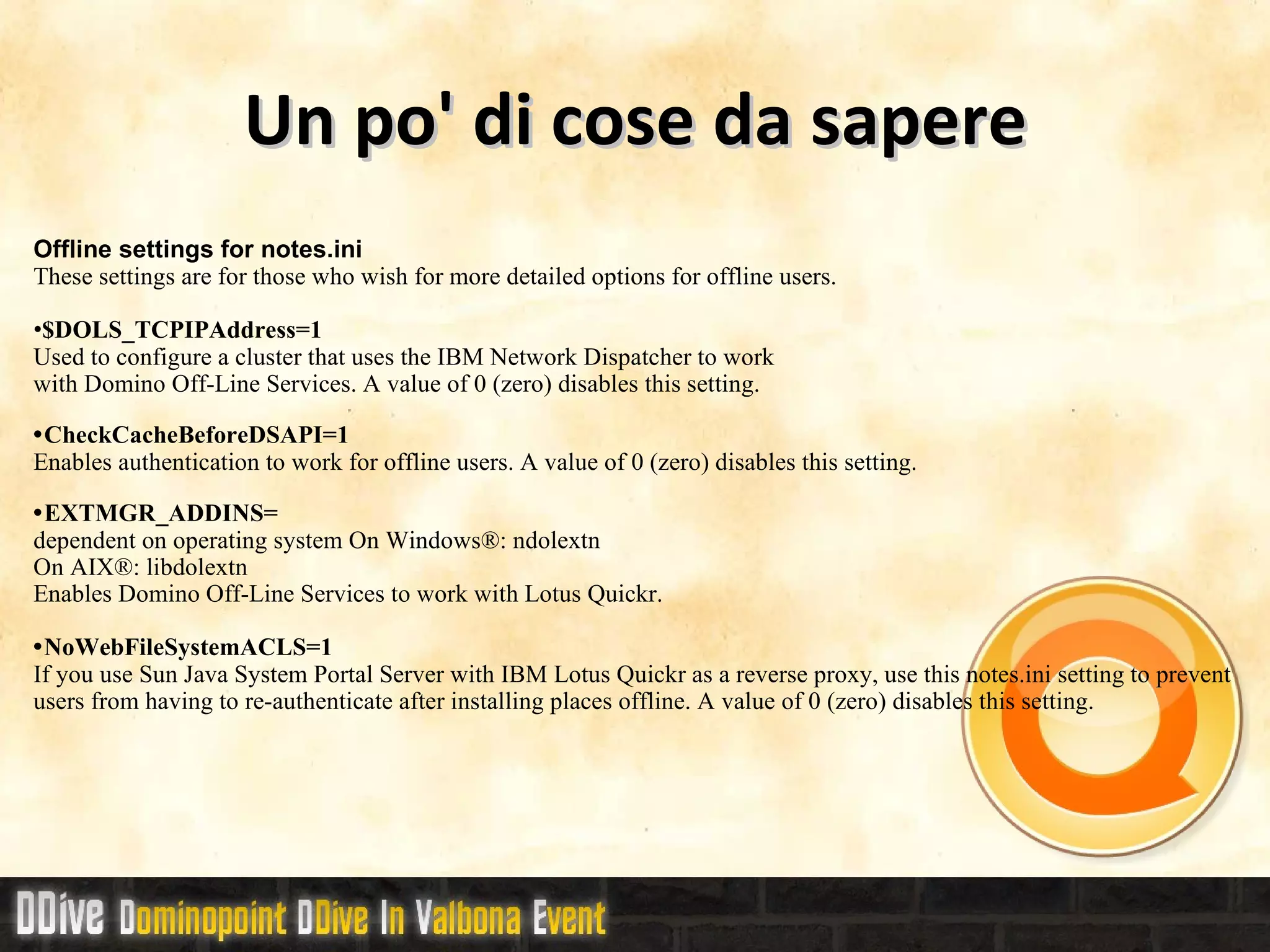 Un po' di settings non guastano mai  