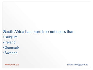 South Africa has more internet users than:Belgium