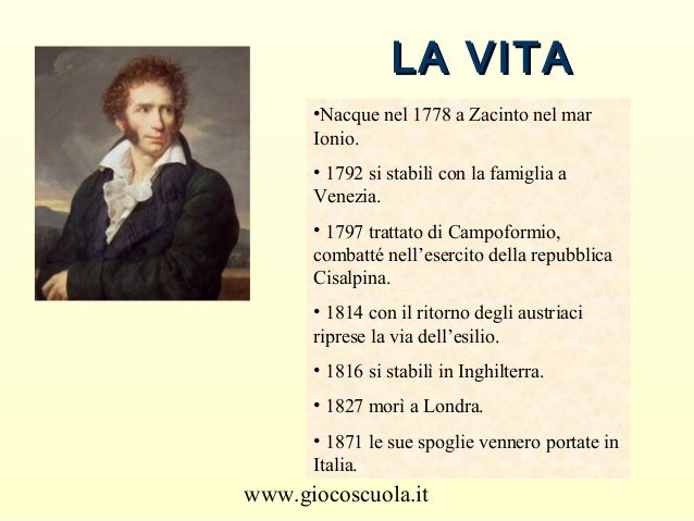 Vita E Opere Di Ugo Foscolo Introduzione a Ugo Foscolo