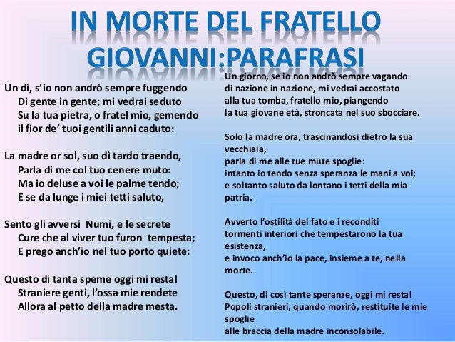 In Morte Del Fratello Giovanni Ugo Foscolo Parafrasi Parafrasi Di In Morte Del Fratello Giovanni - dorabalaboots
