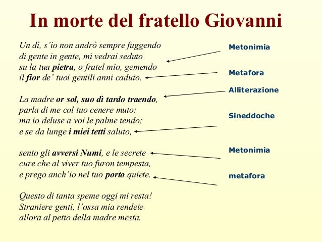 Figure Retoriche Nella Poesia In Morte Del Fratello Giovanni Ugo Foscolo