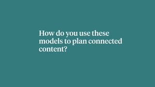 How do you use these
models to plan connected
content?
 